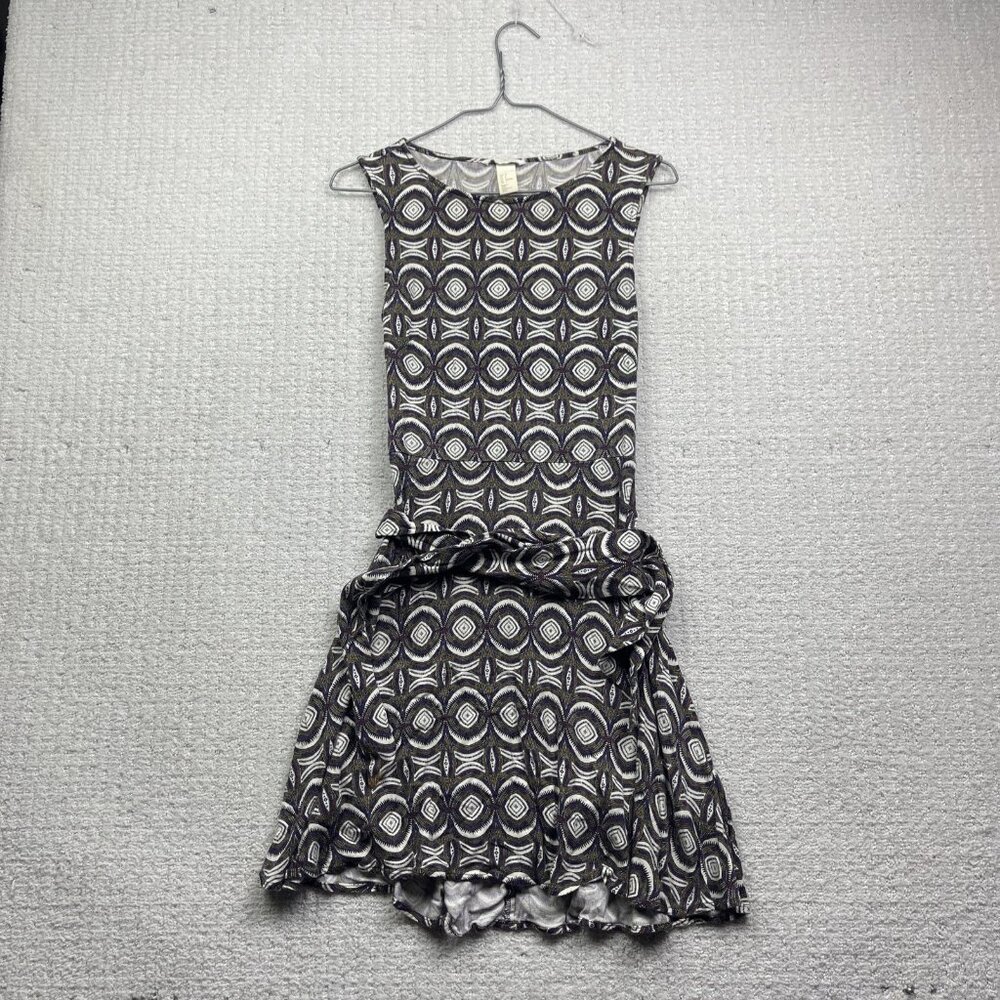 H&M Sleeveless Knee Length Aztec Geometric AOP Dress Size 6 Boho Multicolor